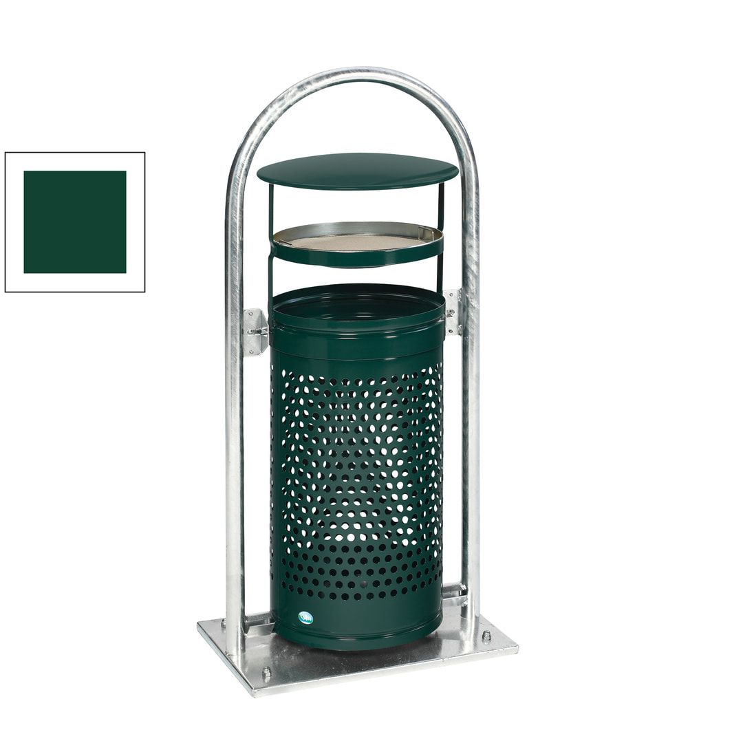 Abfallbehälter mit Ascher - 65 l - für Außeneinsatz - 580x380x1280mm - blau/weiß