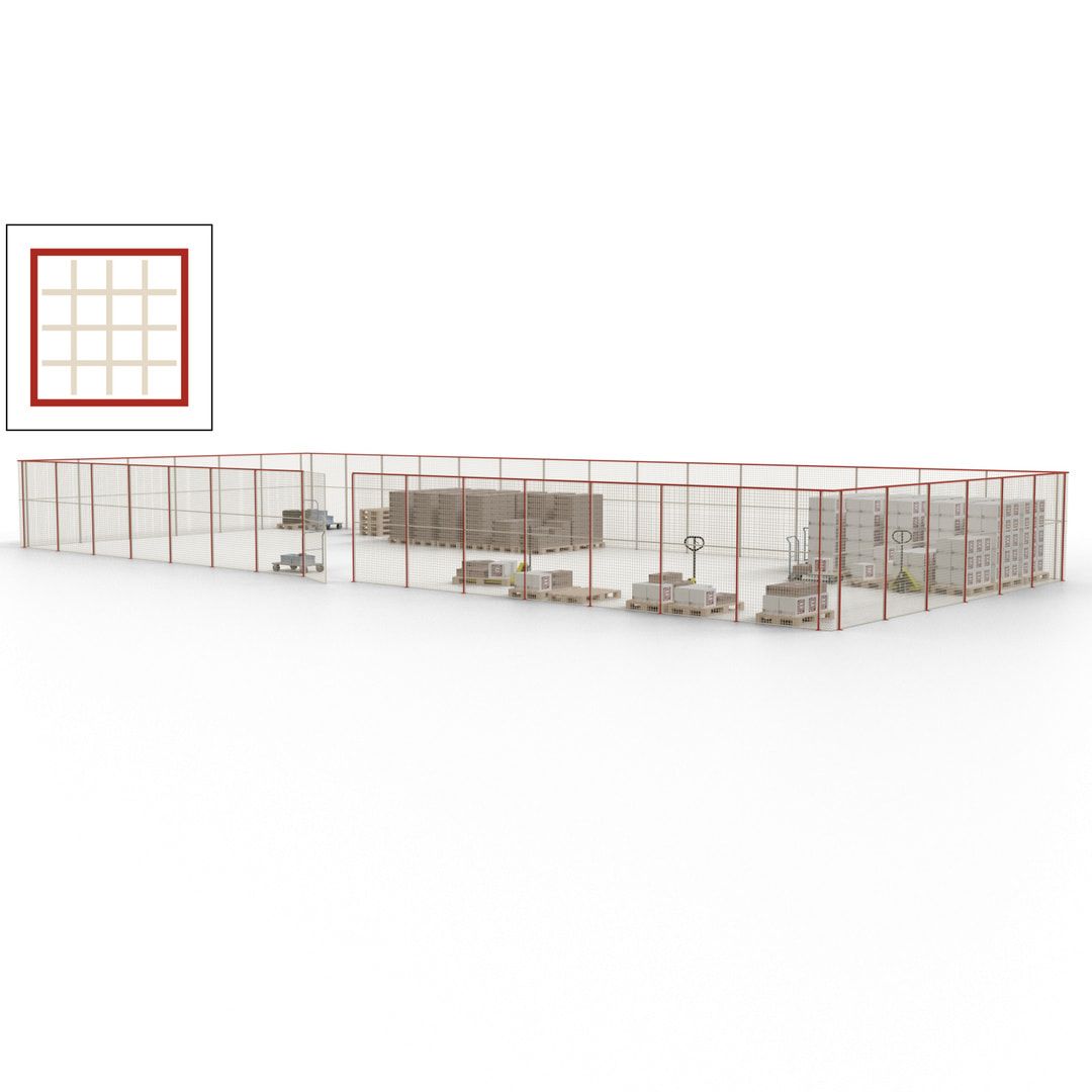 Maschinen Schutzgitter - Hallentrennwand - Sicherheitszaun - Tür - 63 m - 2.200 x 22.900 x 9.400 mm (HxBxT) - enzianblau