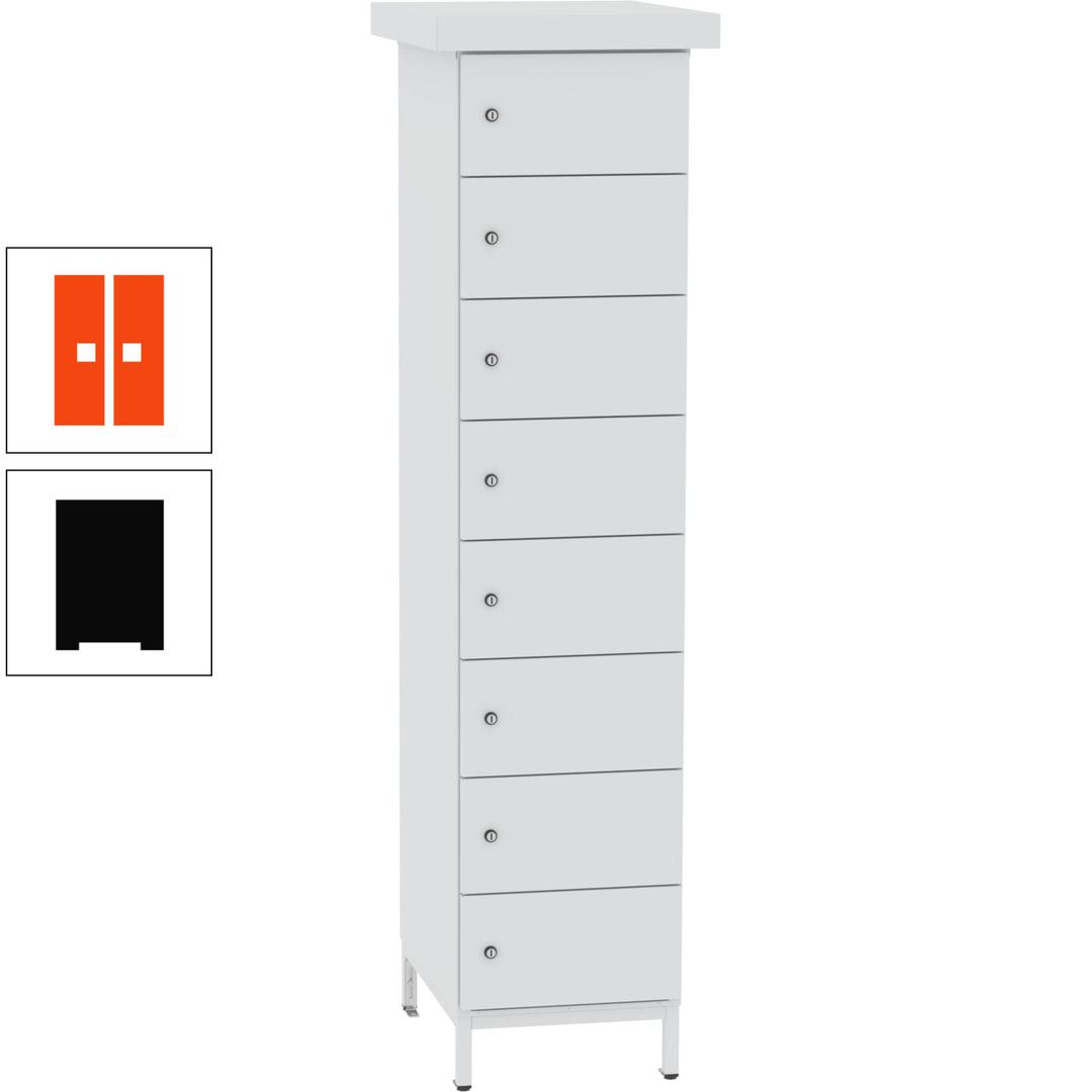 Akkuschrank, Batterieladeschrank, 8 Fächer, Schutzart IP54, Schuko, 1.855 x 400x 570 mm (HxBxT), Korpusfarbe anthrazitgrau, Frontfarbe anthrazitgrau
