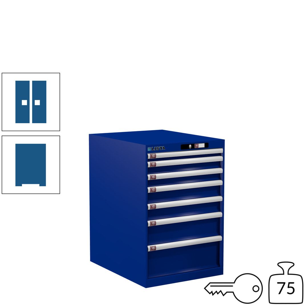 Lista Schubladenschrank - 14.404.010 - 850x564x725 mm (HxBxT) - 7 Schubladen - 75 kg - Key Lock - lichtblau (RAL 5012)