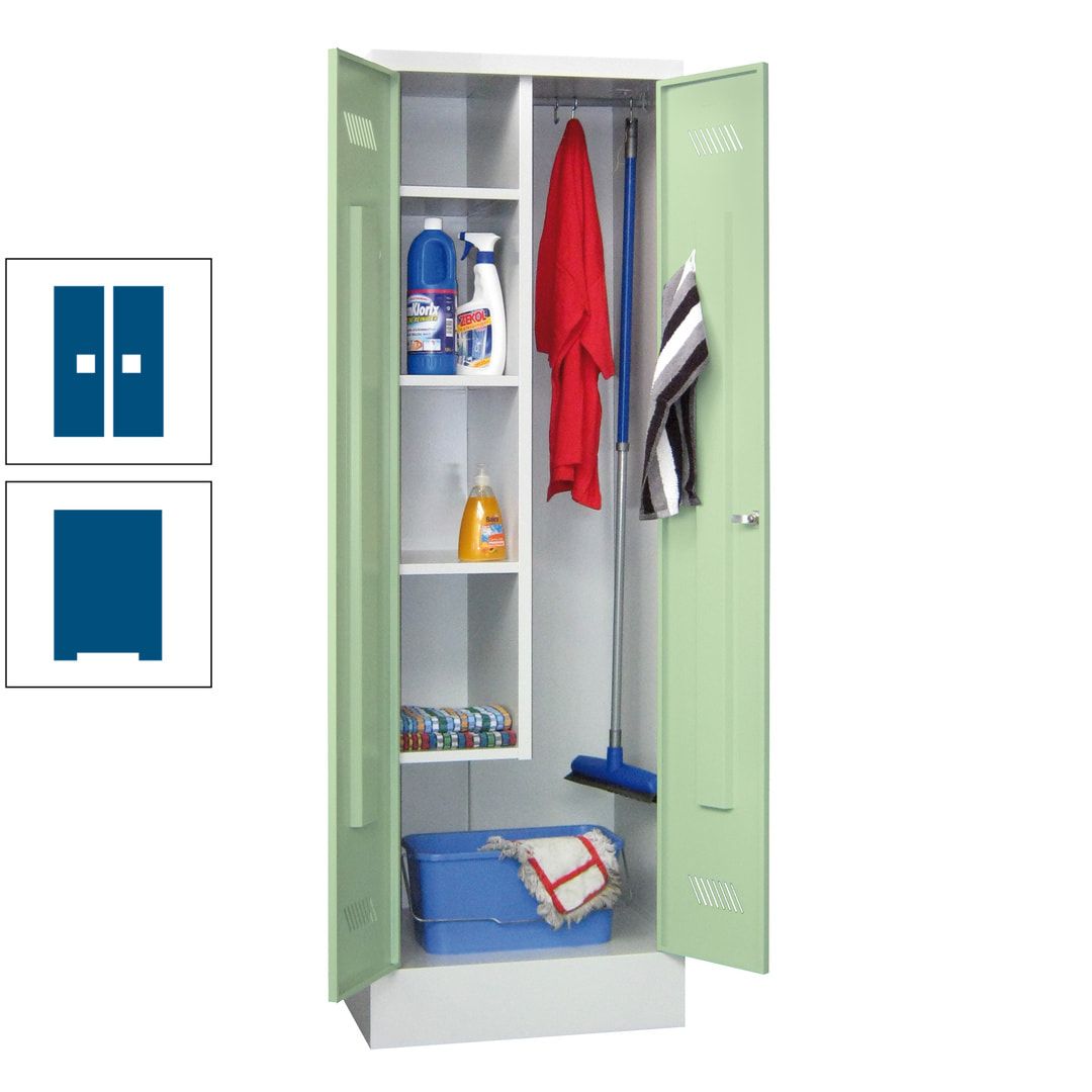 Putzschrank mit Sockel - 1 Abteil mit Trennwand - 1.850x600x500 mm (HxBxT) - Drehriegel - anthrazitgrau