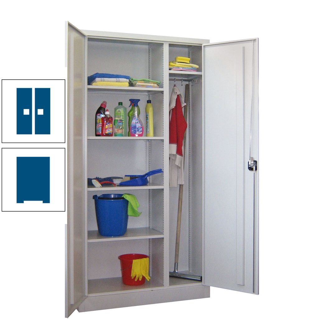 Putzschrank mit Trennwand - 1.950x1.000x400 mm (HxBxT) - Böden pulverbeschichtet - anthrazitgrau