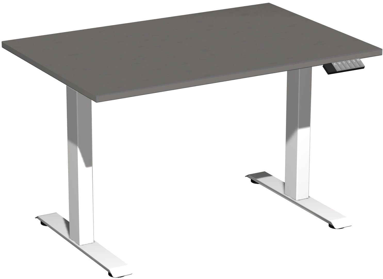 Schreibtisch, Elevate Basic, elektronisch höhenverstellbar, 730 - 1.230 x 1.200 x 800 mm (HxBxT), Gestell anthrazit, Dekor Ahorn