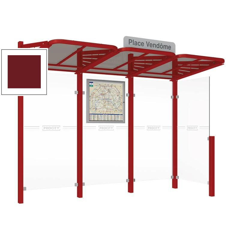 Buswartehalle - Unterstand - modular - Fahrplankasten - Haltestellenschild - Seitenwand rechts - 2.200 x 3.000 x 1.500 mm (HxBxT) - enzianblau