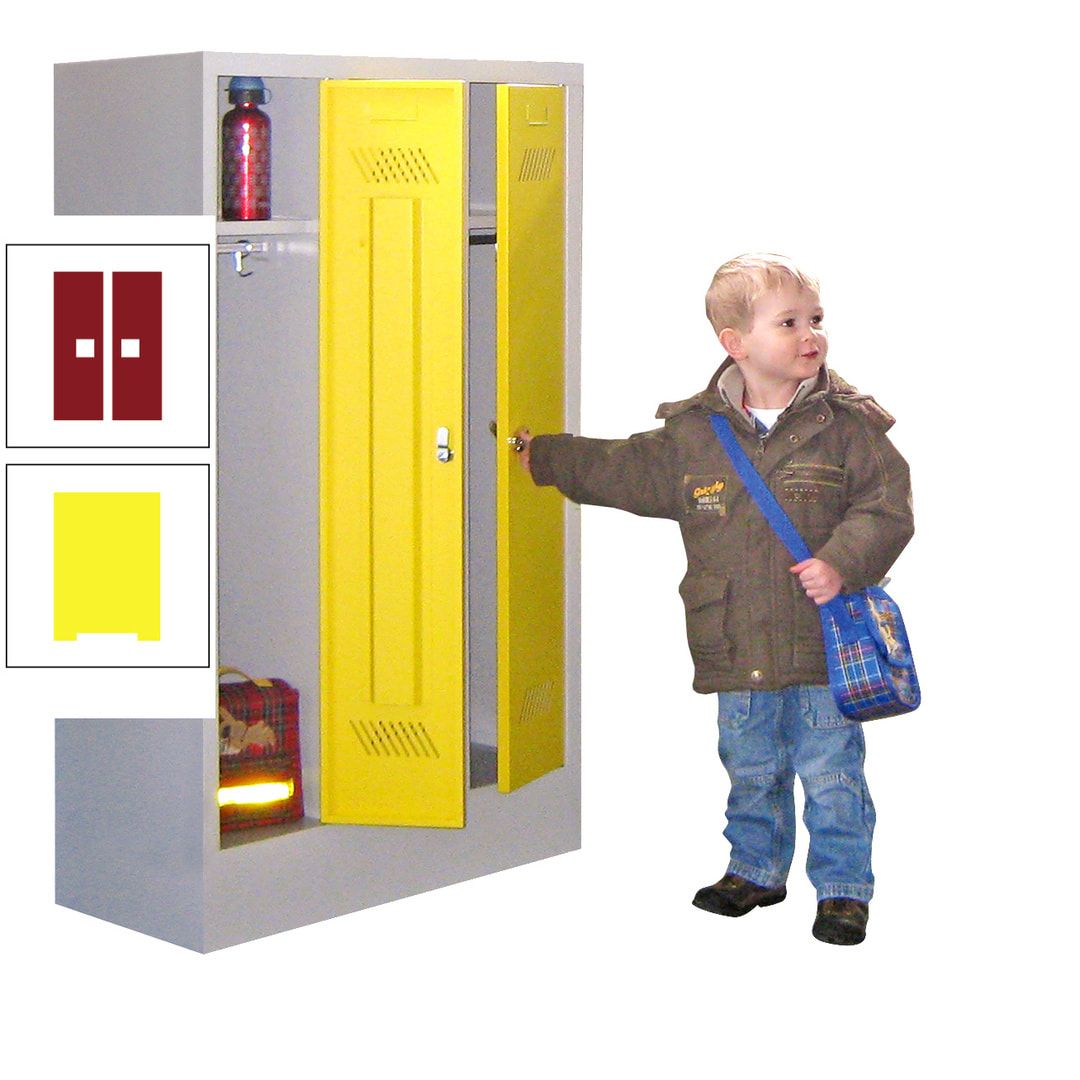 Spindschrank f. Kindergärten - mit Sockel - Höhe 1.300 mm - 2 Abteile a 250 mm - Drehriegel - anthrazitgrau