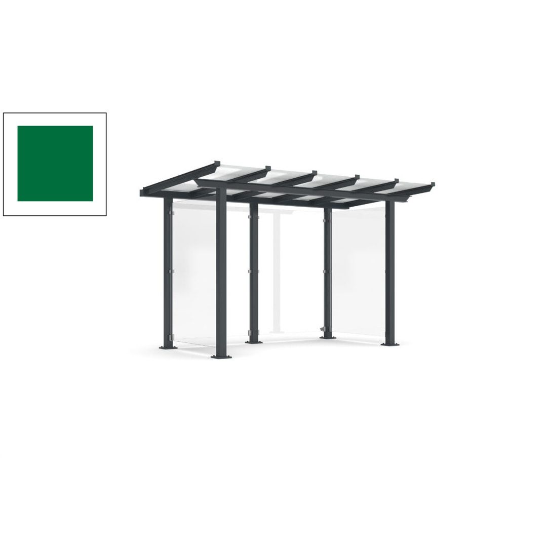 Unterstand mit Pultdach und Sicherheitsglas - feuerverzinkt und farbbeschichtet - 2.435 x 3.850 x 2.090 (HxBxT) - Farbe Achatgrau