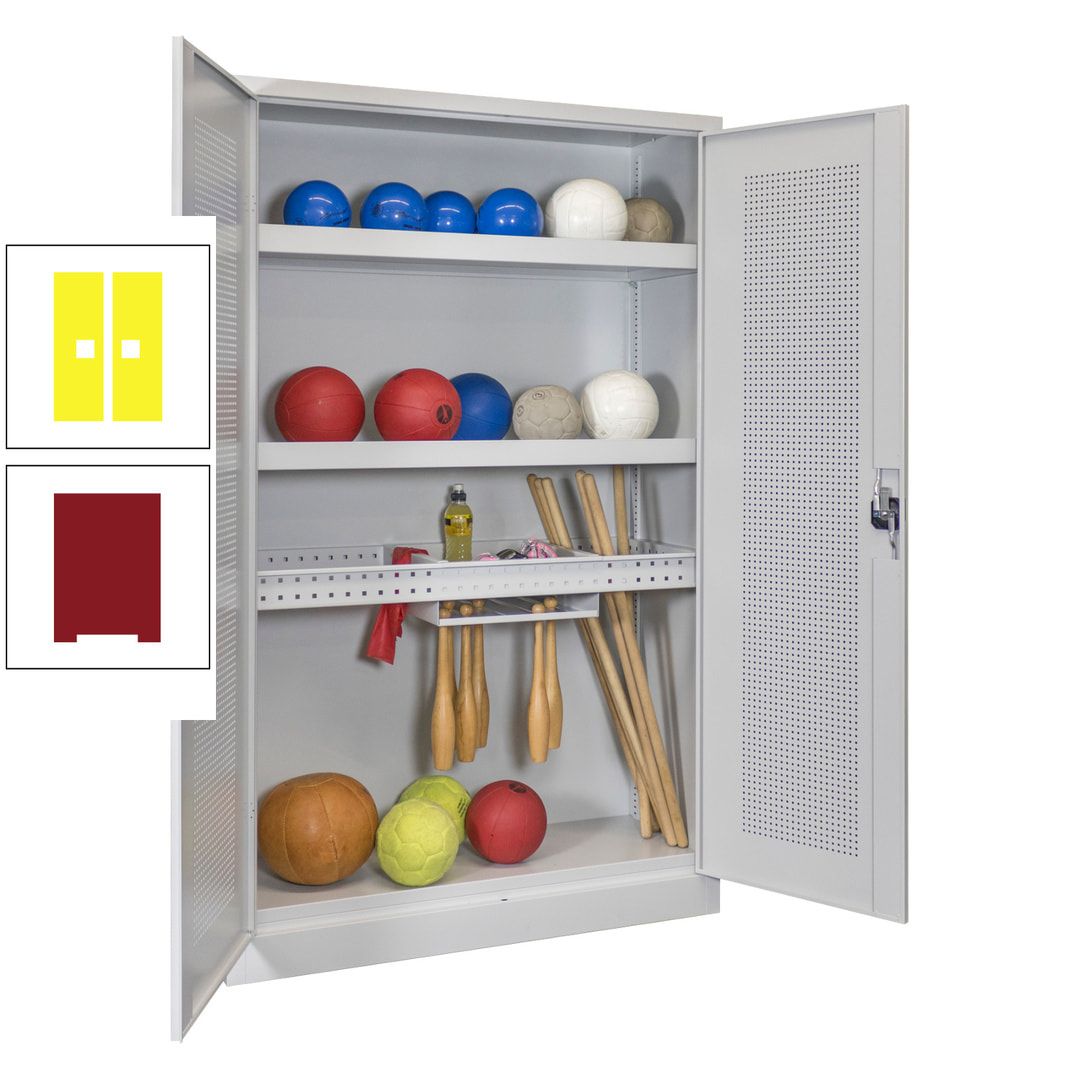 Sportschrank - Lochfeldtüren - Variante 2 - 1.950x1.200x500 mm (HxBxT) - anthrazitgrau