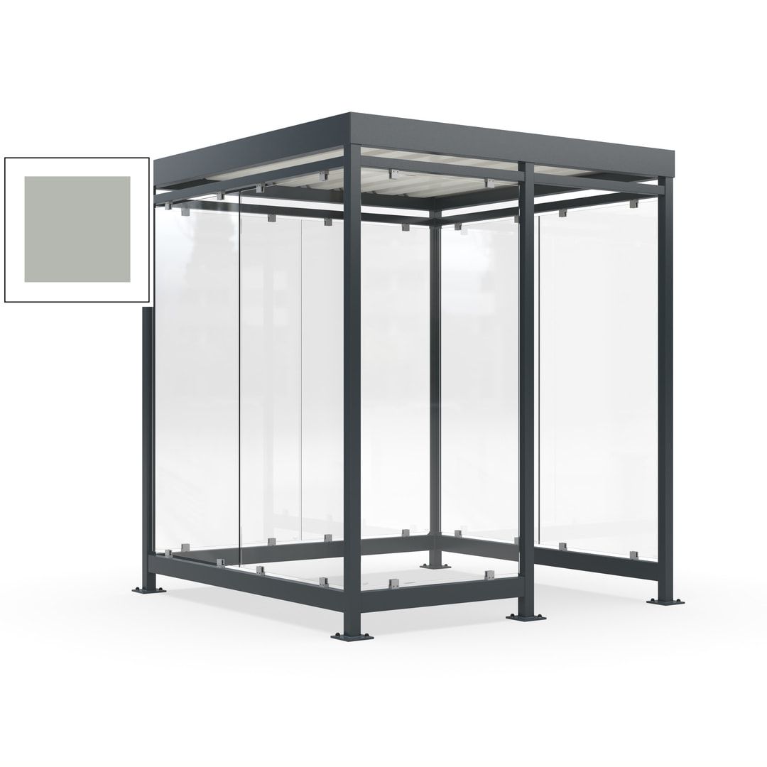 Raucherunterstand, Bushaltestelle, 7 Wände, 6-7 Personen, 2.510 x 2.165 x 2.165 mm (HxBxT), Farbe Achatgrau