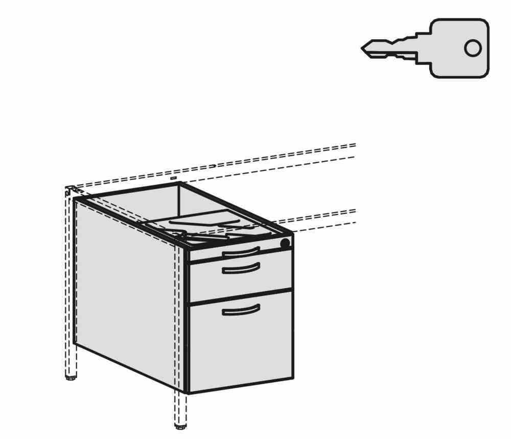Hängecontainer - 3 Schubfächer - Serie Eco - 522 x 430 x 800 mm (HxBxT) - abschließbar - beidseitig verwendbar - Dekor Ahorn, Ahorn