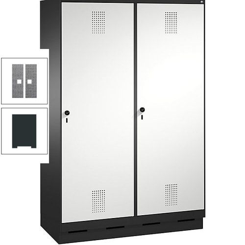 Doppel-Spind, Garderobenschrank, 2 Türen für 4 Abteile a 300 mm, Korpus anthrazitgrau, Türen anthrazitgrau, 1.800 x 1.200 x 500 mm (HxBxT)