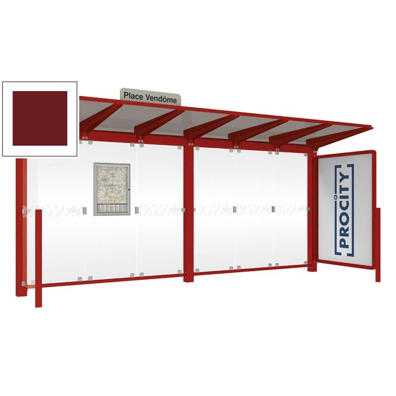 Buswartehalle - Unterstand - Fahrplankasten - Haltestellenschild - Seitenwand - Schaukasten - 2.390 x 5.000 x 1.500 mm (HxBxT) - enzianblau
