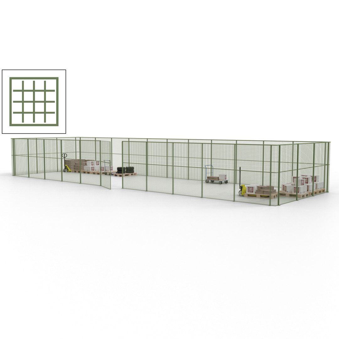 Maschinen Schutzgitter - Hallentrennwand - Sicherheitszaun - Tür - 42 m - 2.200 x 16.900 x 4.900 mm (HxBxT) - enzianblau