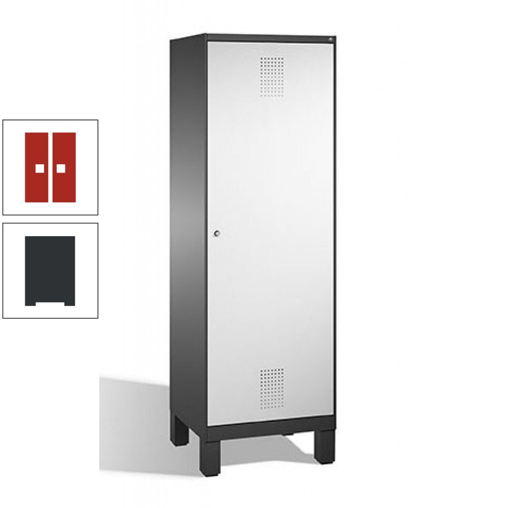 Doppel-Spind, Garderobenschrank, 1 Tür für 2 Abteile a 300 mm, Korpus anthrazitgrau, Türen anthrazitgrau, 1.850 x 600 x 500 mm (HxBxT)