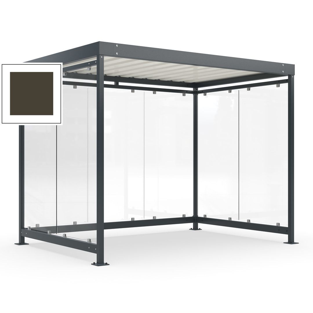Raucherunterstand, Bausatz, Fahrgastunterstand, Bushaltestelle, 2.510 x 3.180 x 2.165 mm (HxBxT), 7 Wände, Achatgrau