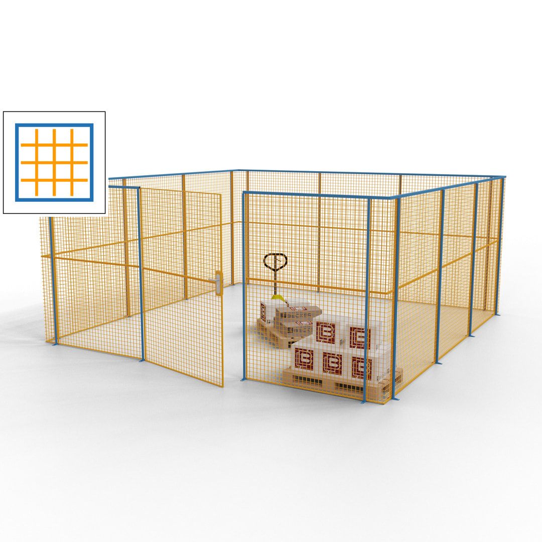 Maschinen Schutzgitter - Hallentrennwand - Sicherheitszaun - Tür - 18 m - 2.200 x 4.900 x 4.900 mm (HxBxT) - enzianblau