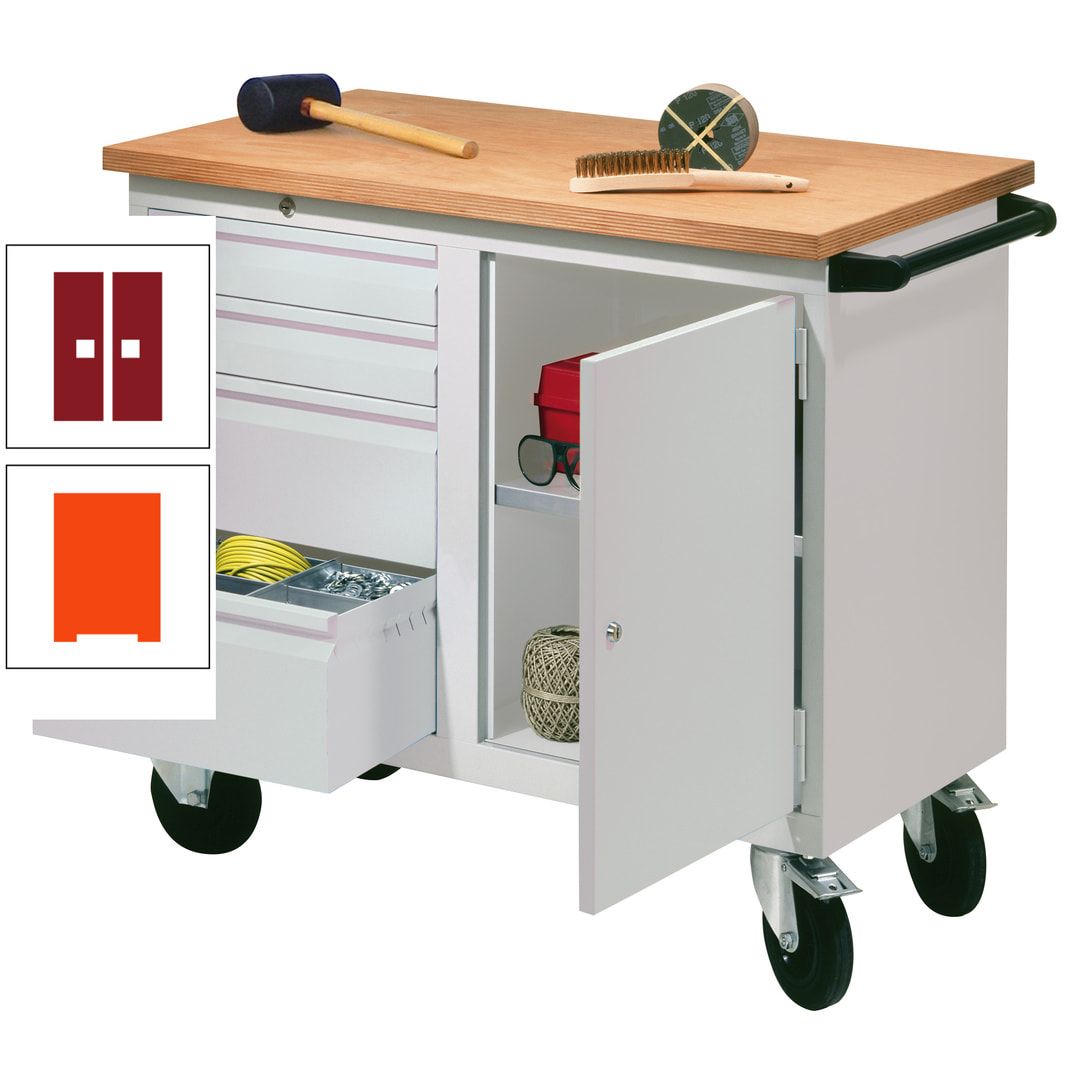 Mobile Werkbank - Werkstattwagen - 915 x 1.090 x 600 mm - 4 Schubladen und Schrankfach - anthrazitgrau