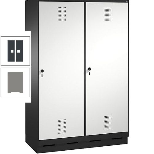 Doppel-Spind, Garderobenschrank, 2 Türen für 4 Abteile a 300 mm, Korpus anthrazitgrau, Türen anthrazitgrau, 1.800 x 1.200 x 500 mm (HxBxT)