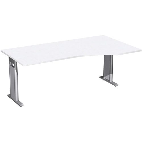 Eckschreibtisch, Ecke rechts, Füße einseitig verkürzt, C-Fuß Pro, 720 x 1.600 x 1.000 mm (HxBxT), Gestell silber, Dekor Ahorn