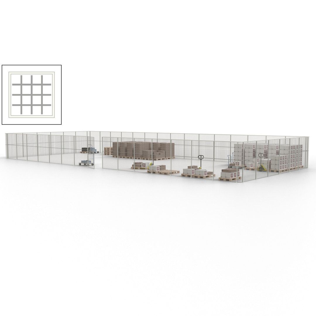 Maschinen Schutzgitter - Hallentrennwand - Sicherheitszaun - Tür - 63 m - 2.200 x 22.900 x 9.400 mm (HxBxT) - enzianblau