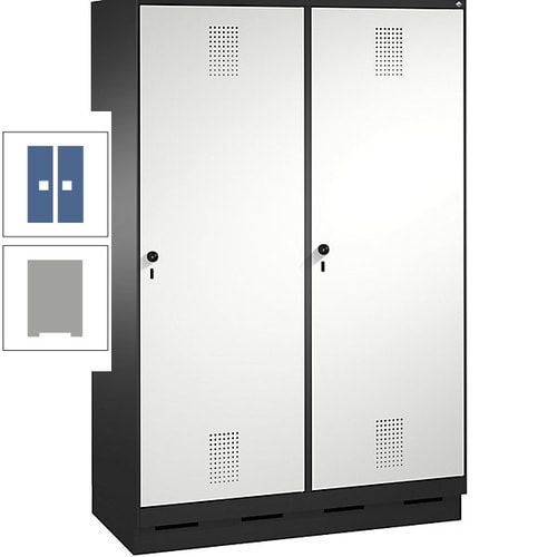 Doppel-Spind, Garderobenschrank, 2 Türen für 4 Abteile a 300 mm, Korpus anthrazitgrau, Türen anthrazitgrau, 1.800 x 1.200 x 500 mm (HxBxT)