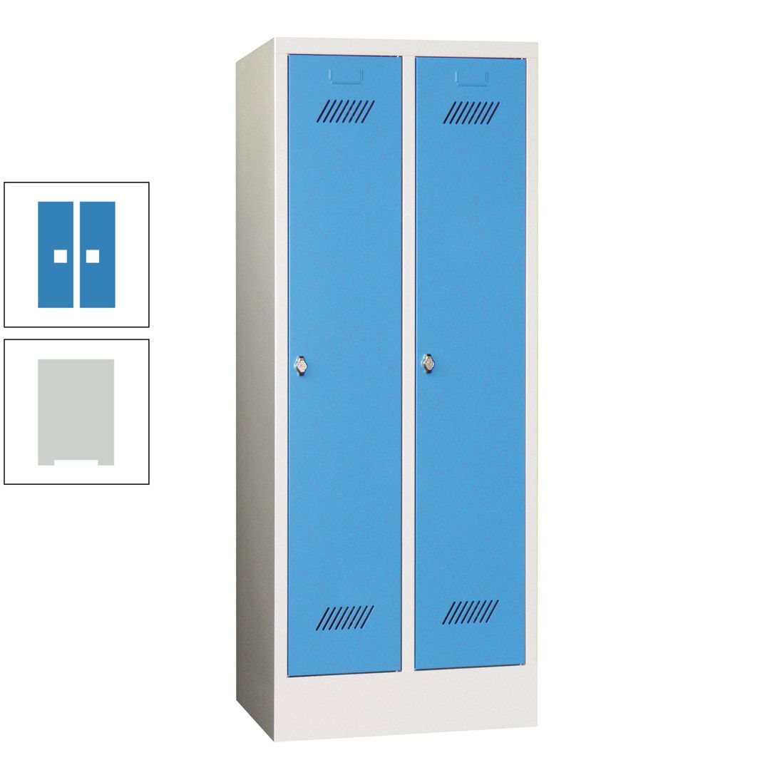 Spindschrank f. Schulen - mit Sockel - Höhe 1.600 mm - 2 Abteile a 300 mm - Drehriegel - anthrazitgrau