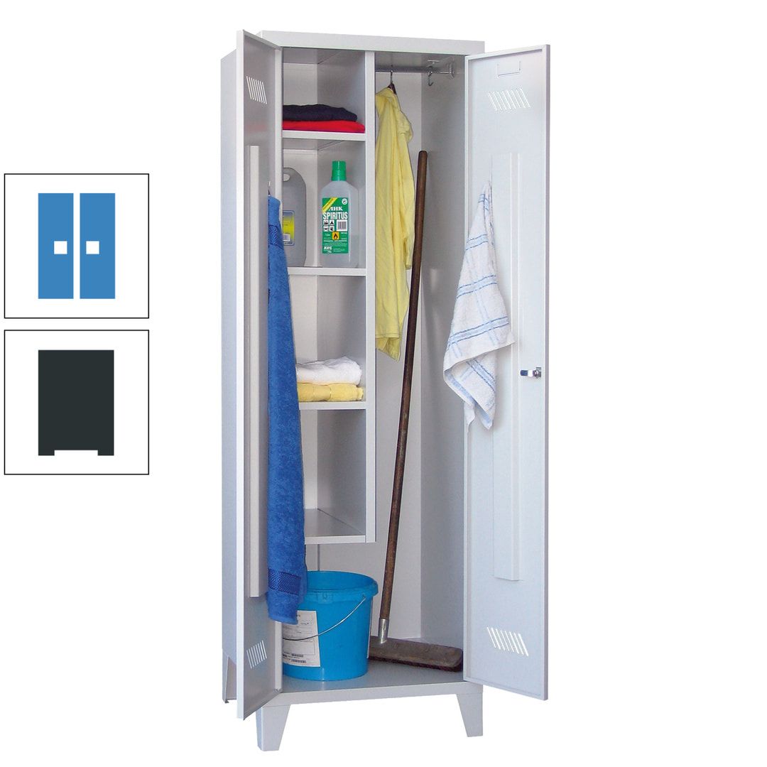 Putzschrank mit Füßen - 1 Abteil mit Trennwand - 1.850x600x500 mm (HxBxT) - Drehriegel - anthrazitgrau