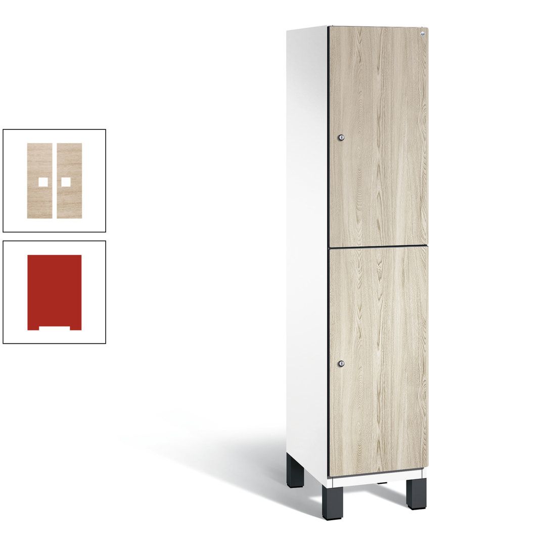 Fächerschrank, Garderobenschrank, mit Füßen, 1 Abteile, 1.980 x 400 x 525 mm (HxBxT), Korpus anthrazitgrau, Tür Donau-Ahorn