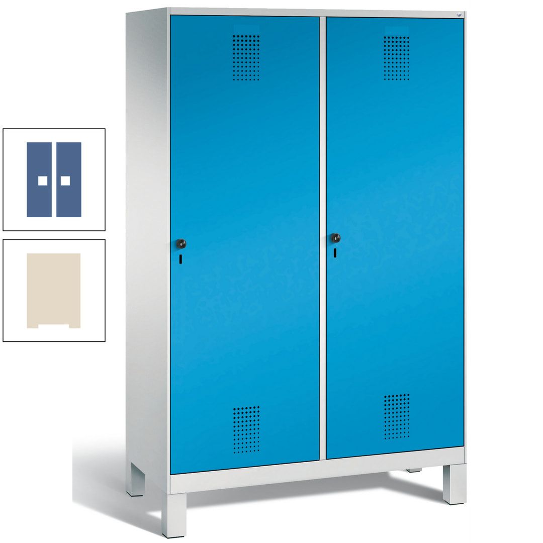 Doppel-Spind, Garderobenschrank, 2 Türen für 4 Abteile a 300 mm, Korpus anthrazitgrau, Türen anthrazitgrau, 1.850 x 1.200 x 500 mm (HxBxT)
