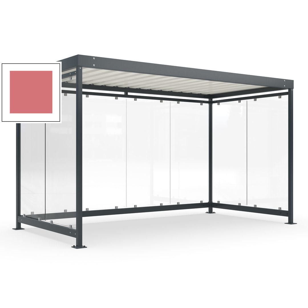Fahrradunterstand, Fahrgastunterstand, Bushaltestelle, Bausatz, 12-13 Personen, 2.510 x 4.195 x 2.165 mm (HxBxT), 8 Wände, Achatgrau