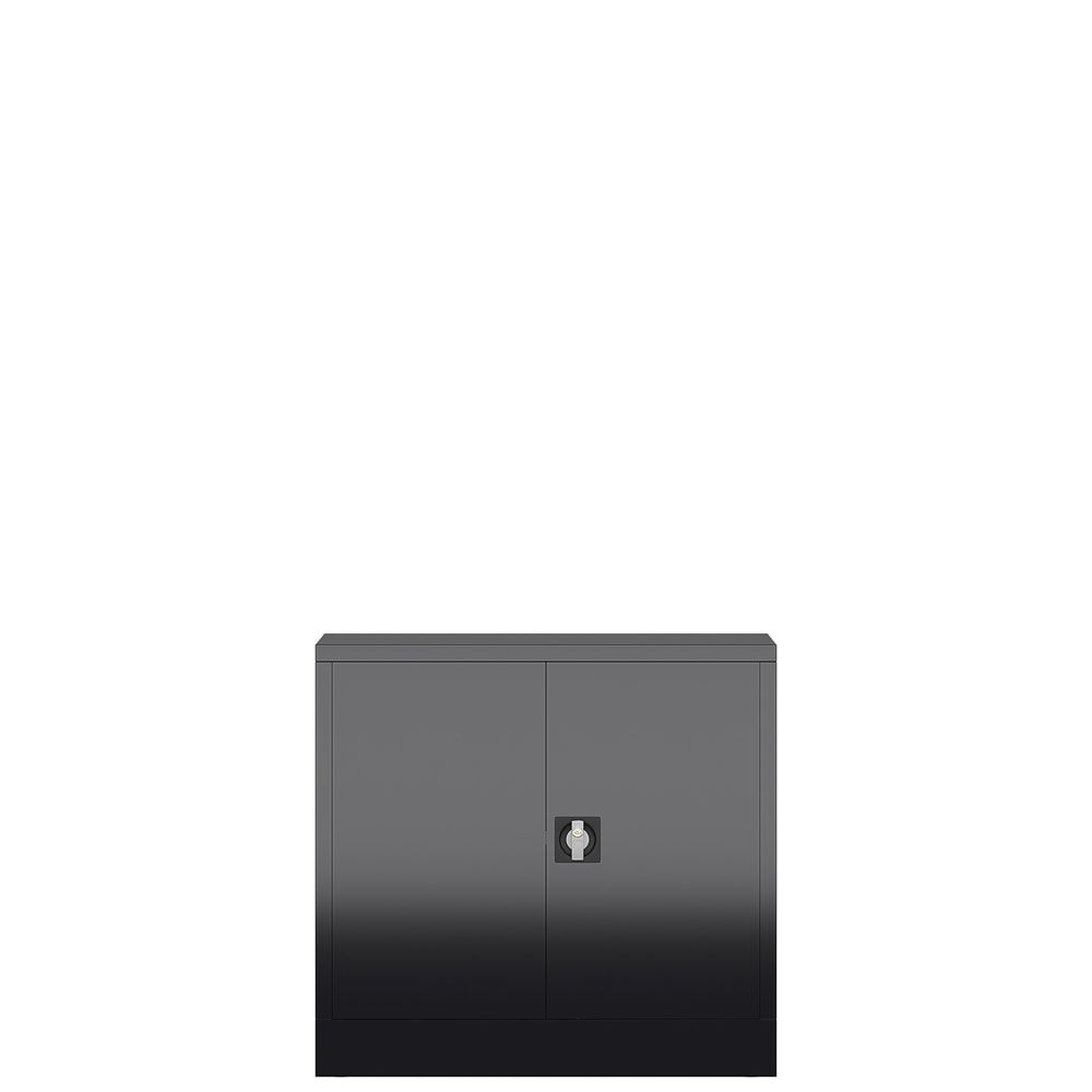 Aktenschrank, Büroschrank, abschließbar, Flügeltüren, 1 Fachboden, 750 x 800 x 380 mm (HxBxT), Stahl, Korpus und Türen lichtgrau