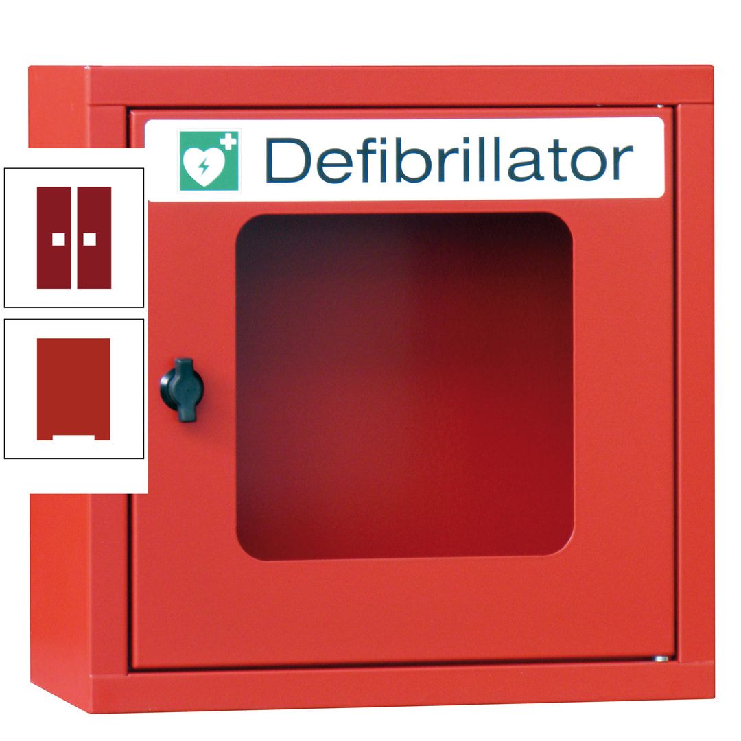 Defibrillatorenschrank - 400 x 400 x 200 mm (HxBxT) - Sichtfenster - anthrazitgrau