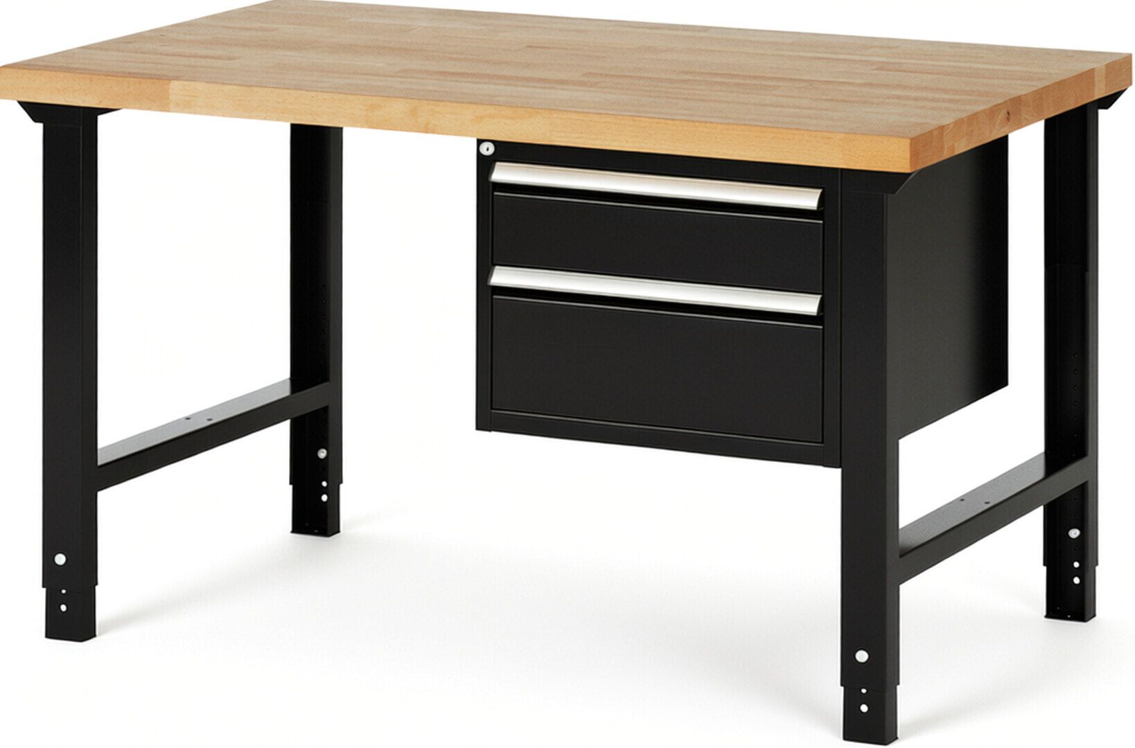 Werkbank - 2 Schubladen - Teilauszug - 150:1 / 210:1 - Höhe 790-1.140 mm - 1.500 x 900 mm (BxT) - 750 kg - Buche - Anthrazitgrau