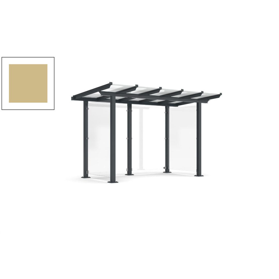 Unterstand mit Pultdach und Sicherheitsglas - feuerverzinkt und farbbeschichtet - 2.435 x 3.850 x 2.090 (HxBxT) - Farbe Achatgrau
