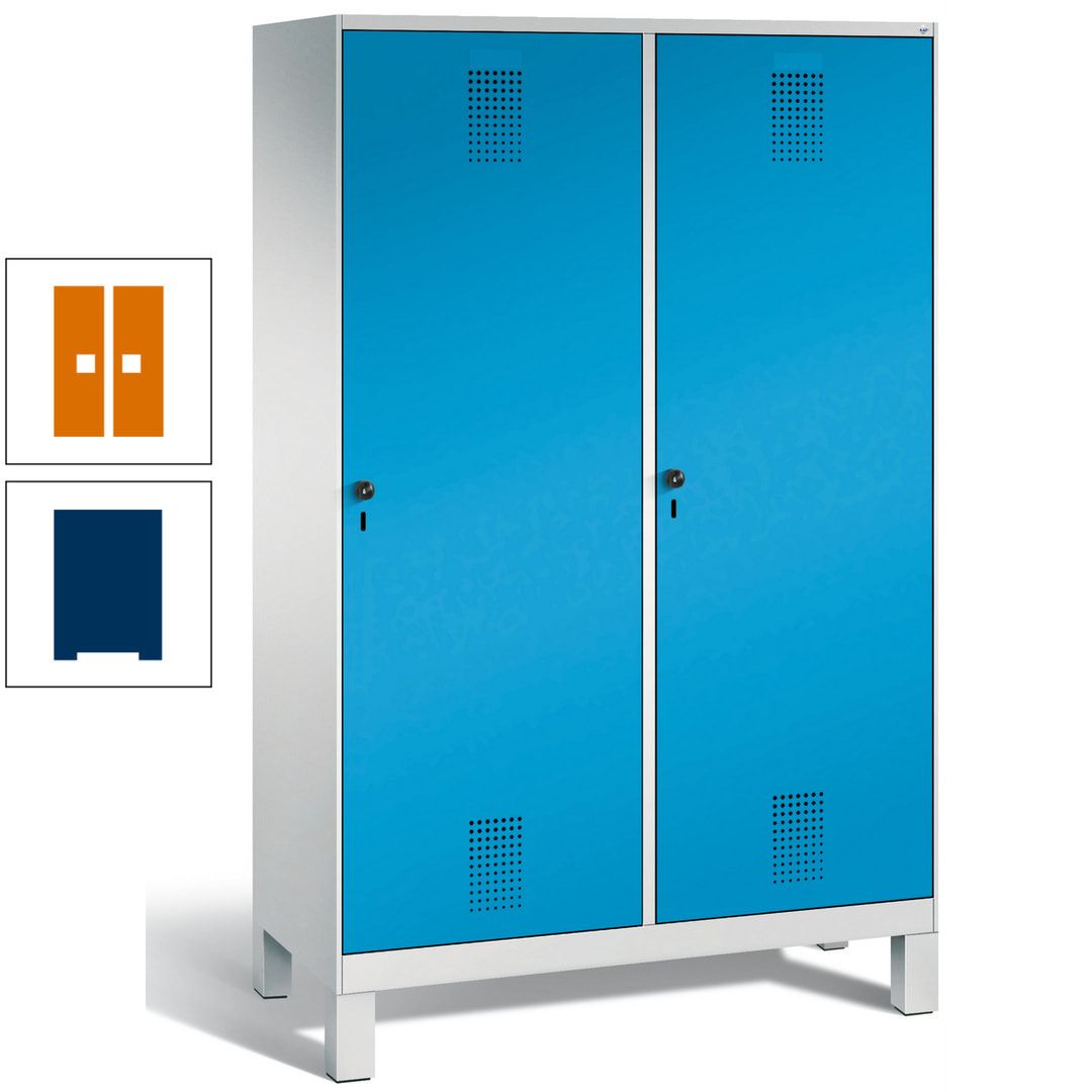 Doppel-Spind, Garderobenschrank, 2 Türen für 4 Abteile a 300 mm, Korpus anthrazitgrau, Türen anthrazitgrau, 1.850 x 1.200 x 500 mm (HxBxT)