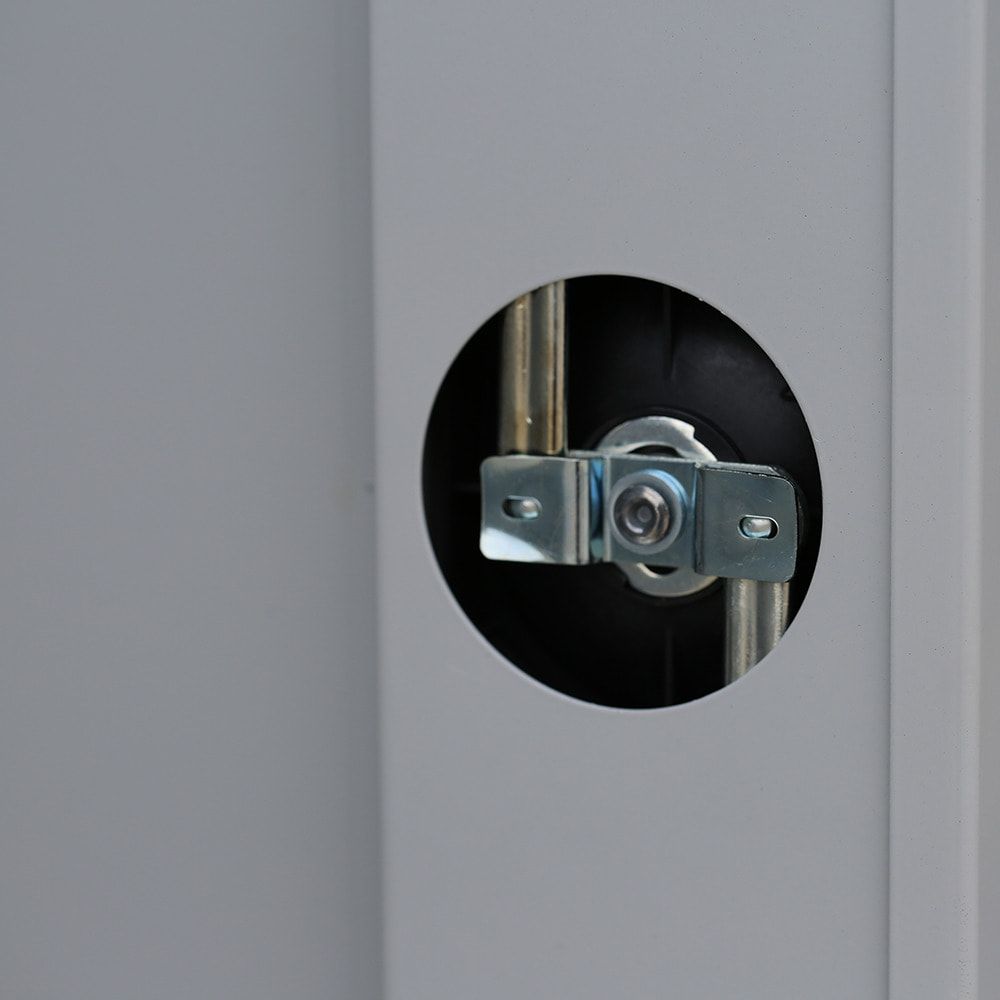 Aktenschrank, Büroschrank, abschließbar, Flügeltüren, 2 Fachböden, 1.200 x 800 x 383 mm (HxBxT), Stahl, Korpus und Türen in lichtgrau