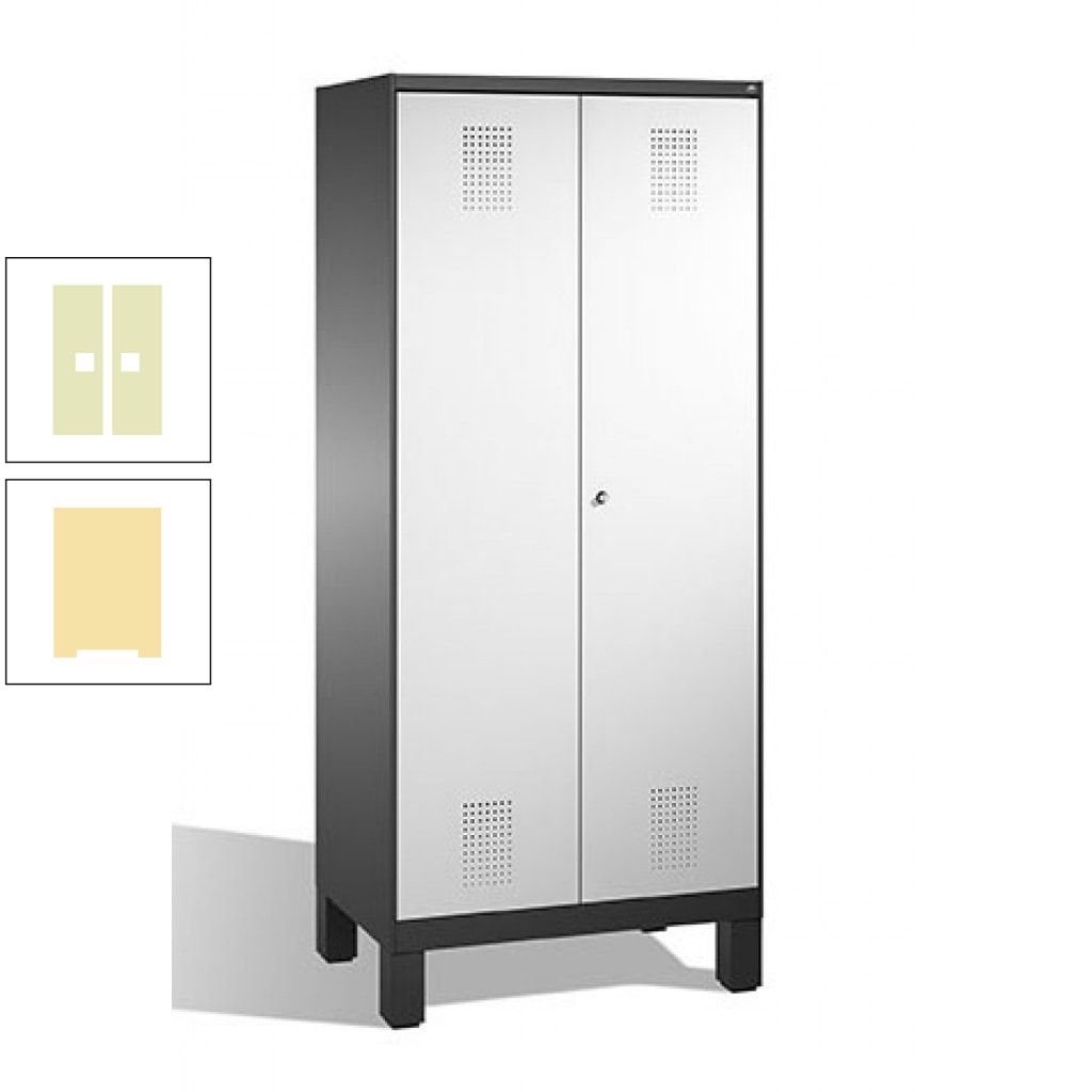 Mehrzweckschrank, Doppeltüren, auf Füßen, 2 Abteile a 400 mm, Korpus anthrazitgrau, Tür anthrazitgrau, 1.850 x 800 x 500 mm (HxBxT)