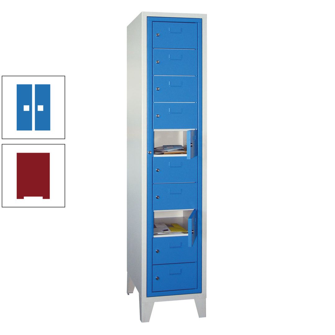 Schließfachschrank - Wäscheausgabeschrank - 10 Fächer a 315 mm - 1.850x400x500 mm (HxBxT) - Füße - Zylinderschloss - anthrazitgrau