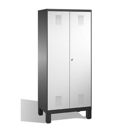 Mehrzweckschrank, Doppeltüren, auf Füßen, 2 Abteile a 400 mm, Korpus anthrazitgrau, Tür anthrazitgrau, 1.850 x 800 x 500 mm (HxBxT)