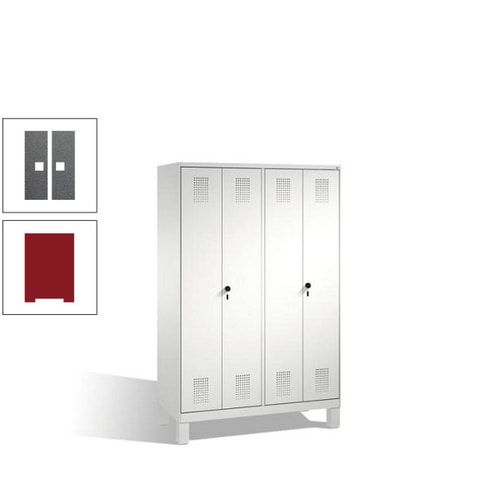 Doppel-Spind, Doppeltüren, Garderobenschrank mit Füßen, 4 Abteile a 300 mm, Korpus anthrazitgrau, Tür anthrazitgrau, 1.850 x 1.200 x 500 mm (HxBxT)