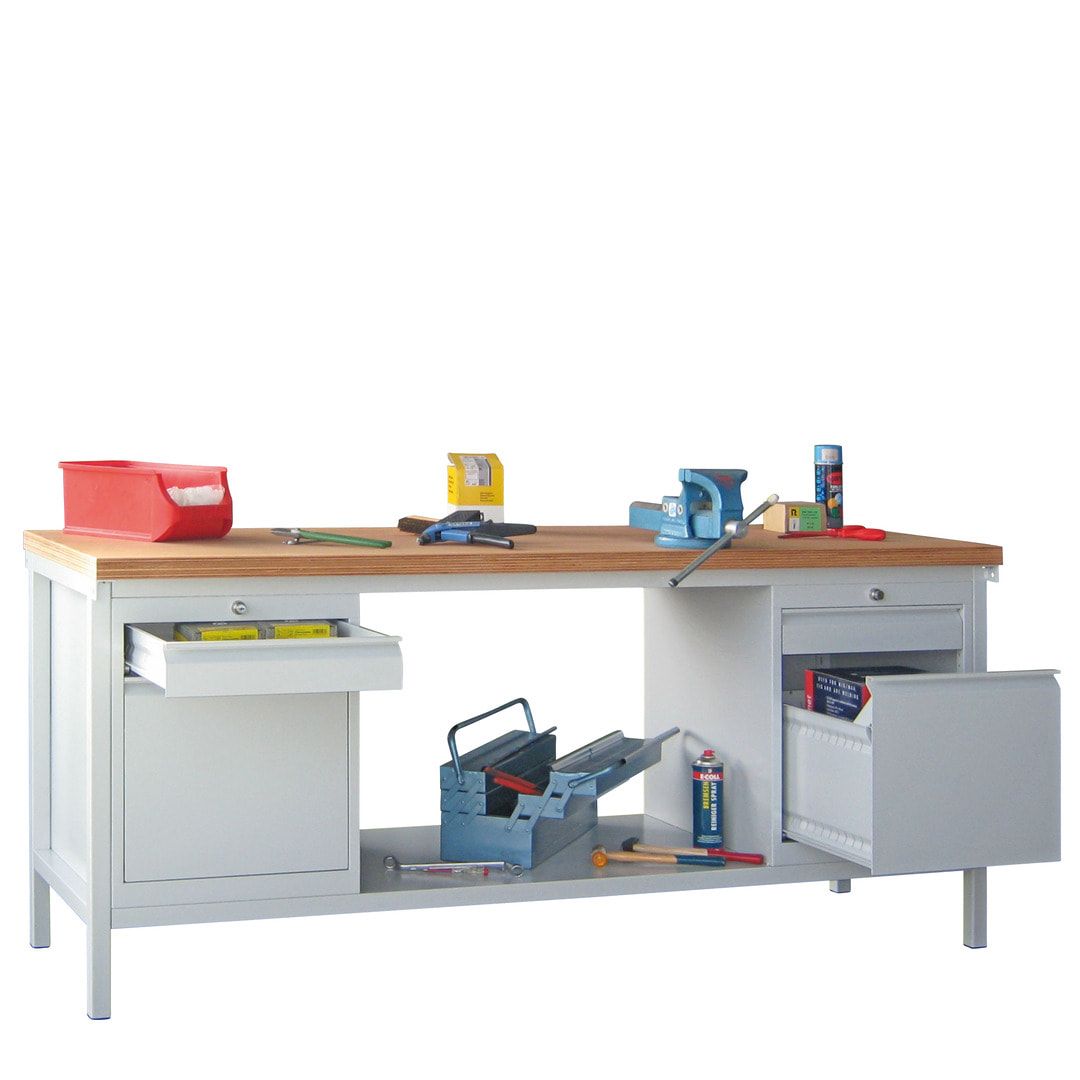 Werkbank mit Schubladenblöcken - 900 x 2.000 x 700 (HxBxT) - anthrazitgrau
