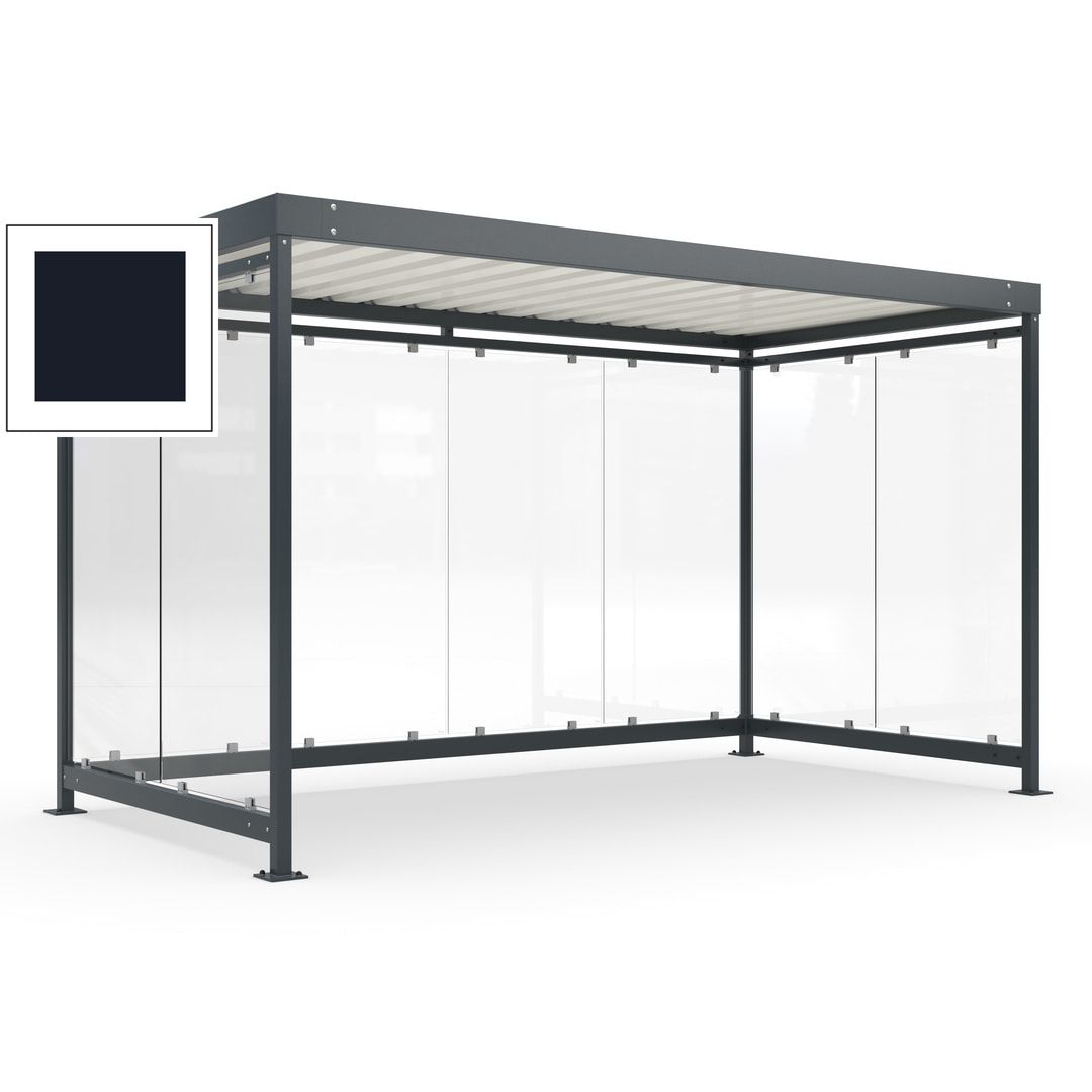 Fahrradunterstand, Fahrgastunterstand, Bushaltestelle, Bausatz, 12-13 Personen, 2.510 x 4.195 x 2.165 mm (HxBxT), 8 Wände, Achatgrau