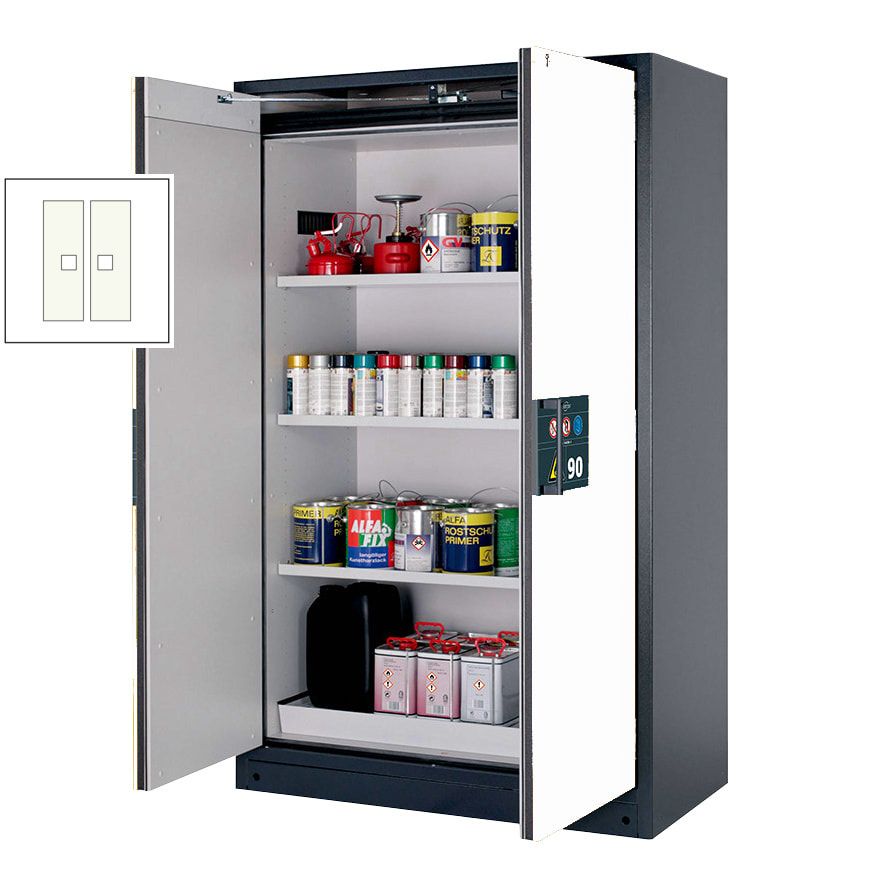 Gefahrstoffschrank - 1.953x1.193x615 mm - 2 Edelstahl-Fachböden - Front enzianblau