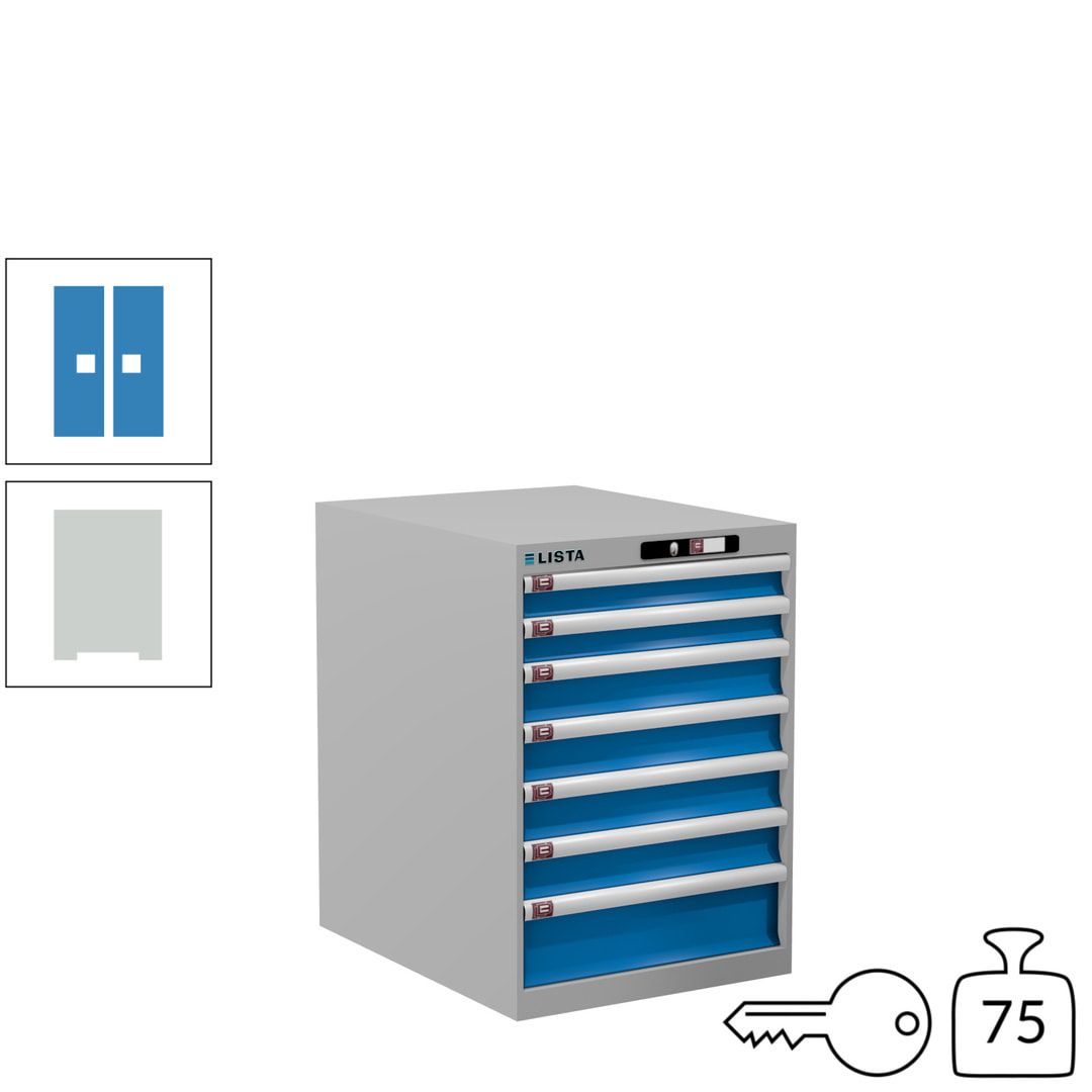 Lista Schubladenschrank - 14.367.010 - 800x564x725 mm (HxBxT) - 7 Schubladen - 75 kg - Key Lock - lichtblau (RAL 5012)