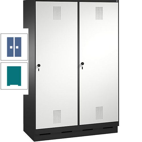 Doppel-Spind, Garderobenschrank, 2 Türen für 4 Abteile a 300 mm, Korpus anthrazitgrau, Türen anthrazitgrau, 1.800 x 1.200 x 500 mm (HxBxT)