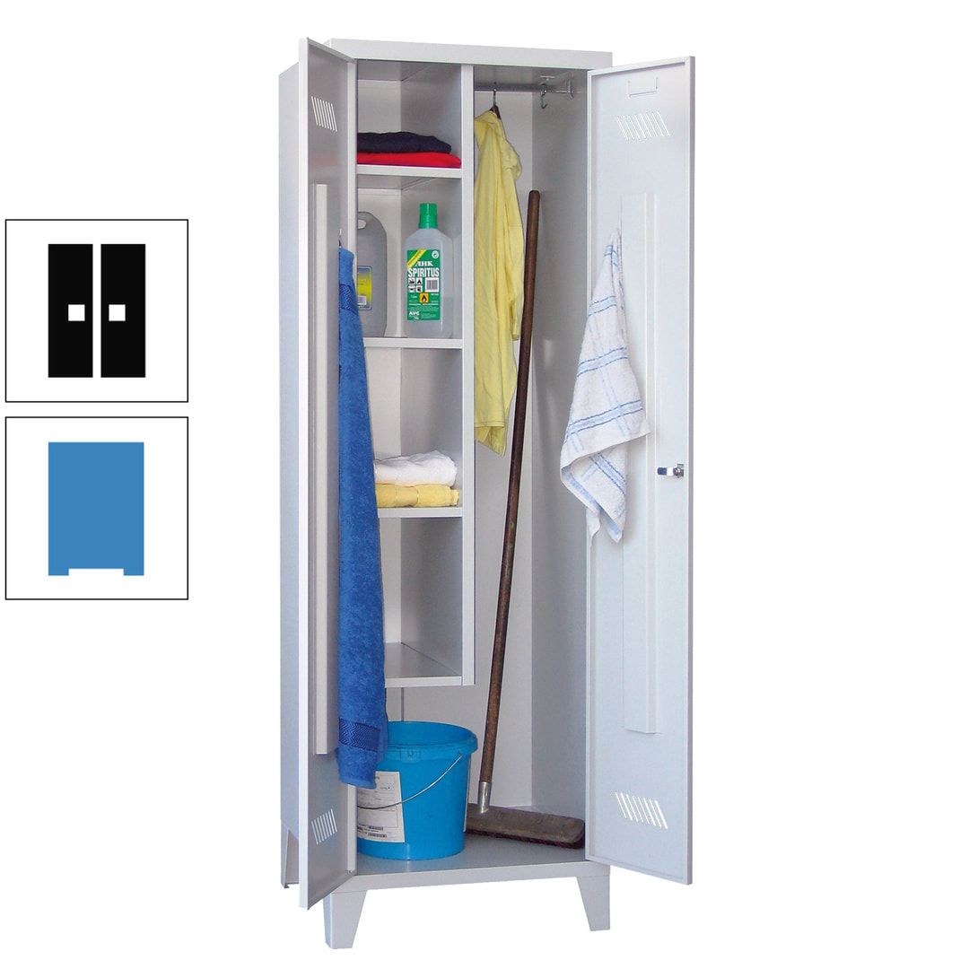 Putzschrank mit Füßen - 1 Abteil mit Trennwand - 1.850x600x500 mm (HxBxT) - Drehriegel - anthrazitgrau