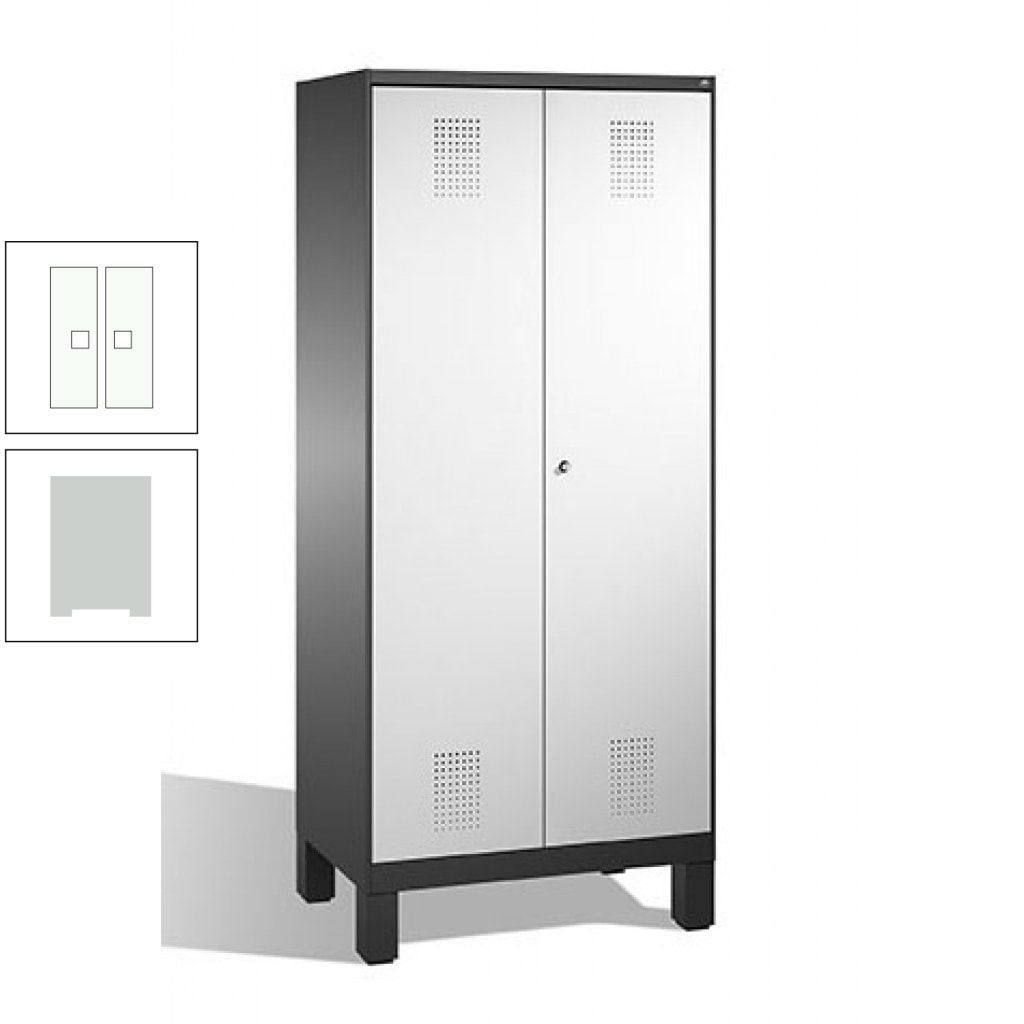 Mehrzweckschrank, Doppeltüren, auf Füßen, 2 Abteile a 400 mm, Korpus anthrazitgrau, Tür anthrazitgrau, 1.850 x 800 x 500 mm (HxBxT)
