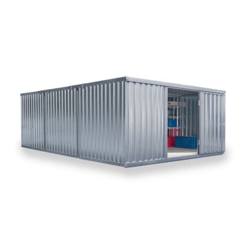 Container vormontiert, Lagercontainer, Schnellbaucontainer, Materialcontainer, Baucontainer, 2.150 x 4.050 x 6.520 mm (HxBxT), Holzfußboden