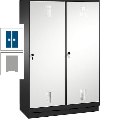 Doppel-Spind, Garderobenschrank, 2 Türen für 4 Abteile a 300 mm, Korpus anthrazitgrau, Türen anthrazitgrau, 1.800 x 1.200 x 500 mm (HxBxT)
