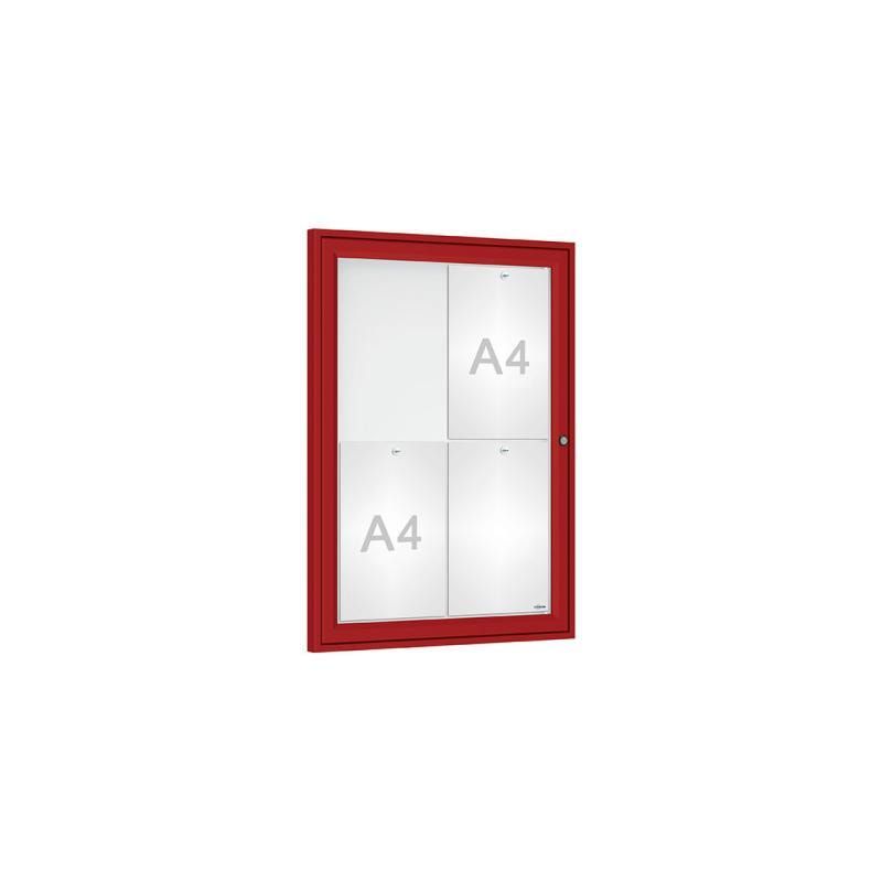 Schaukasten - Einflügeltür - 4xA4 - Hochformat - 750 x 550 x 30 mm (HxBxT) - enzianblau - Infokasten - Präsentationsvitrine
