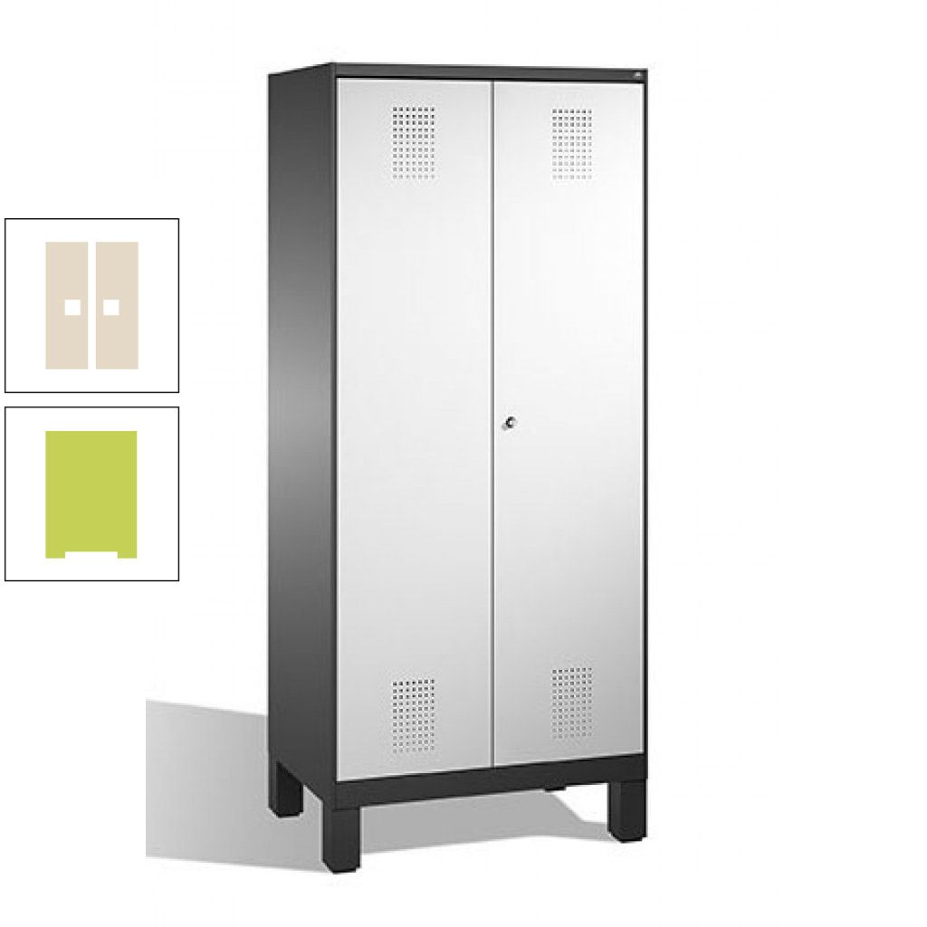 Mehrzweckschrank, Doppeltüren, auf Füßen, 2 Abteile a 400 mm, Korpus anthrazitgrau, Tür anthrazitgrau, 1.850 x 800 x 500 mm (HxBxT)
